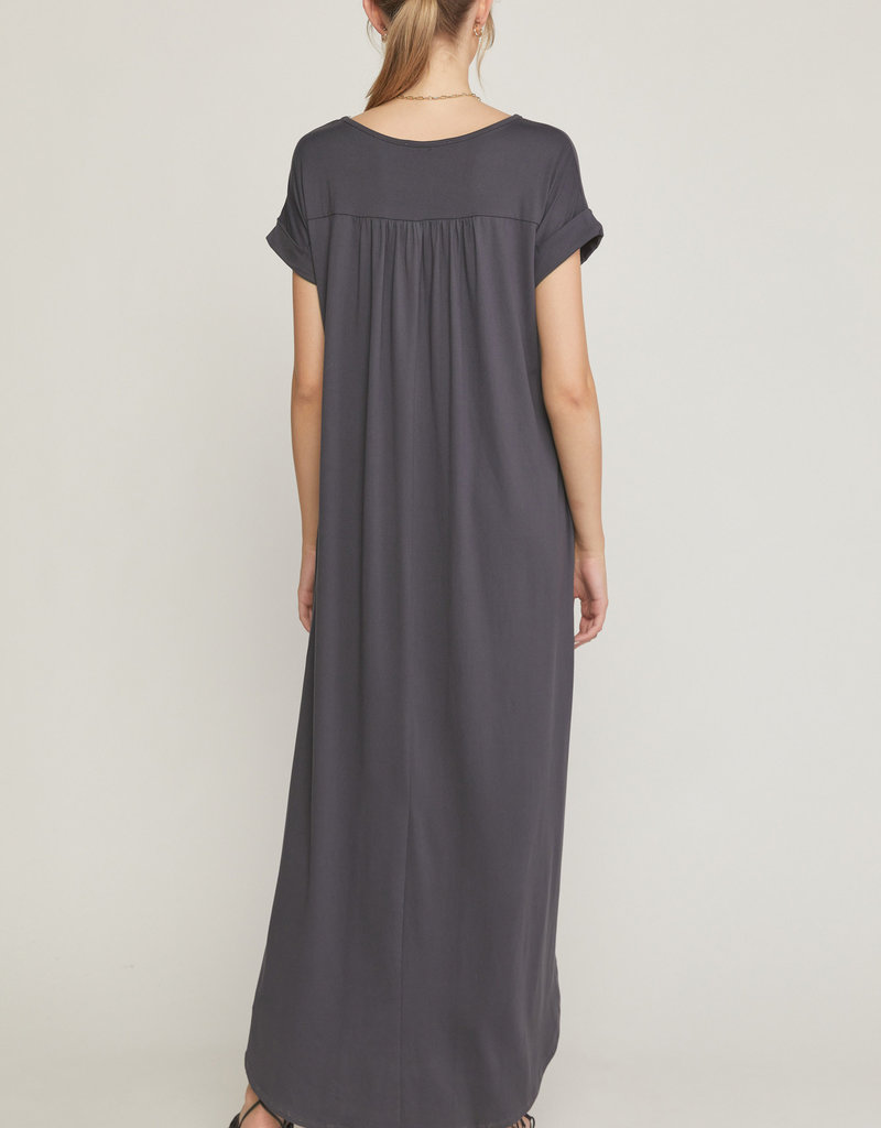 509 Broadway Long V-Neck Tee Dress