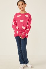 509 Broadway Girls Knitted Heart Pullover Sweater