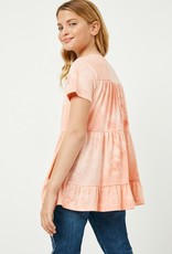 509 Broadway Girls Tie-Dye Tiered Knit Tee