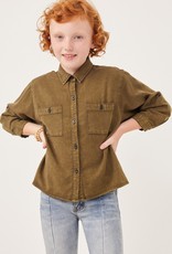 509 Broadway Girls Garment Dyed Tencel Button Up Shirt