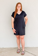 509 Broadway Solid V-Neck S/S Dress