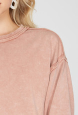 509 Broadway Long Sleeve French Terry Knit Sweatshirt Top