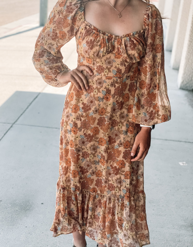 509 Broadway Floral Print Midi Dress