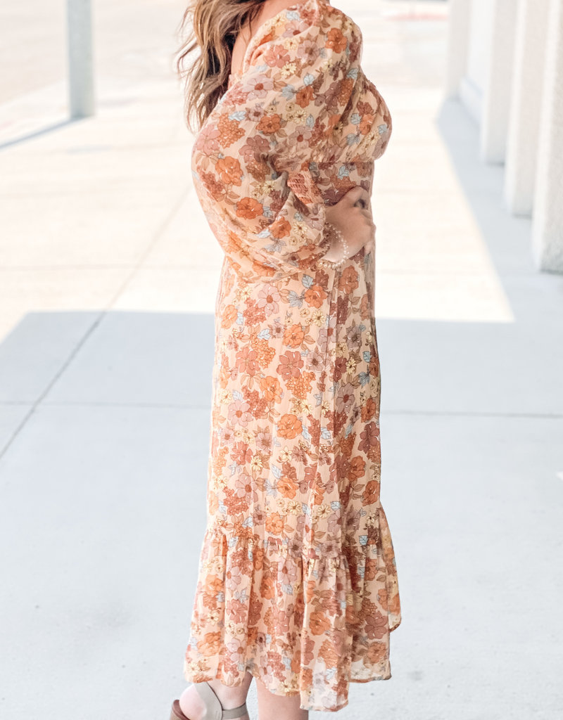 509 Broadway Floral Print Midi Dress