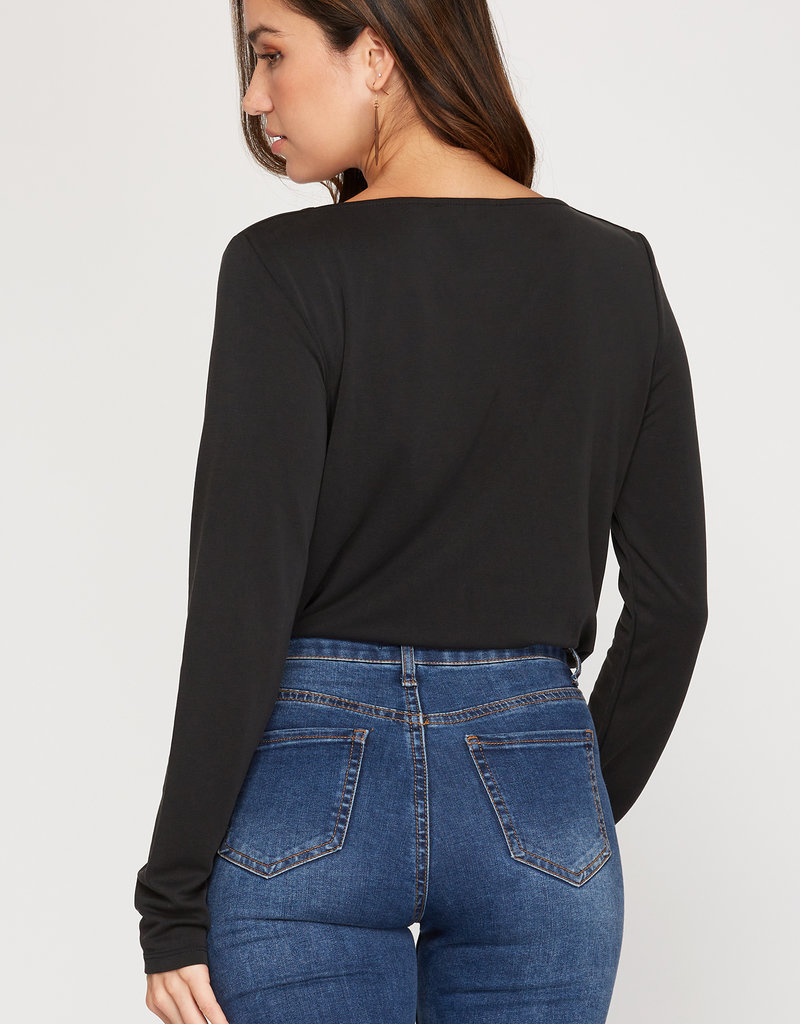 509 Broadway Cowl Neck Knit Bodysuit