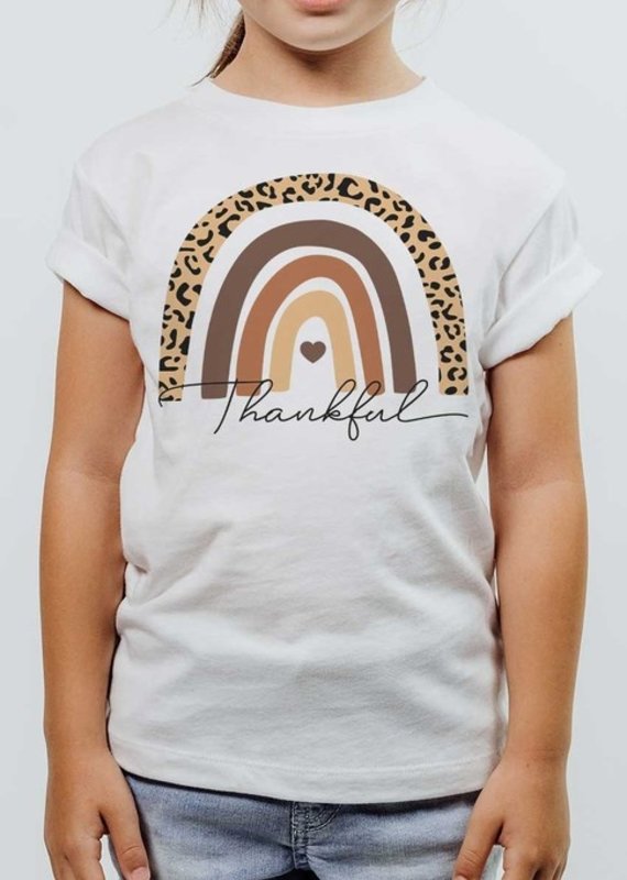 509 Broadway Girls Leopard Thankful Graphic Tee