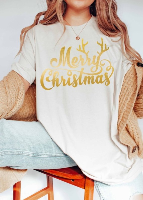 509 Broadway Merry Christmas Gold Graphic Tee