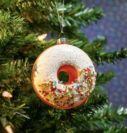 509 Broadway Vanilla Frosted Donut Glass Ornament
