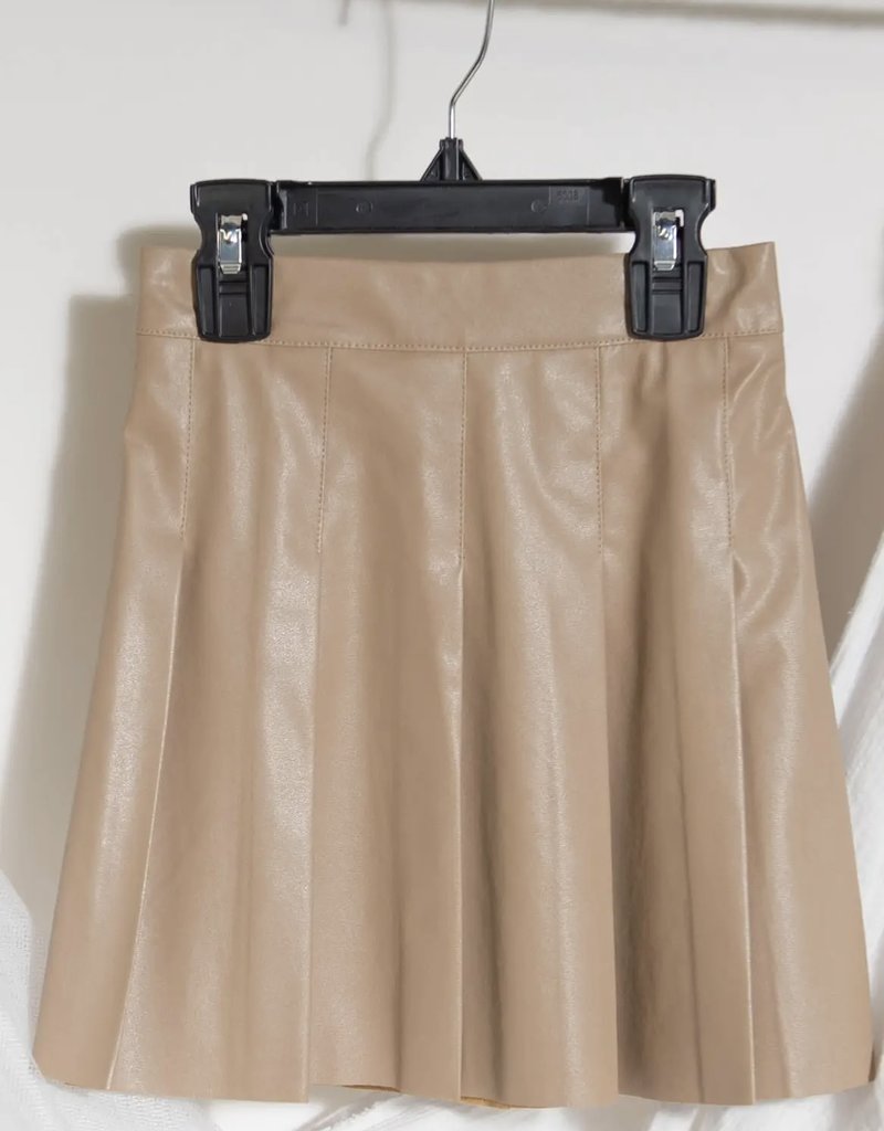509 Broadway Girls Leather Pleated Skirt