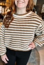 509 Broadway Striped Cropped Knit Sweater