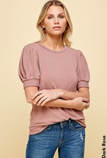 509 Broadway Solid Top With Puffy Sleeves