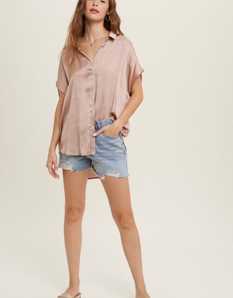 Satin Dolman Sleeve Blouse - 509 Broadway