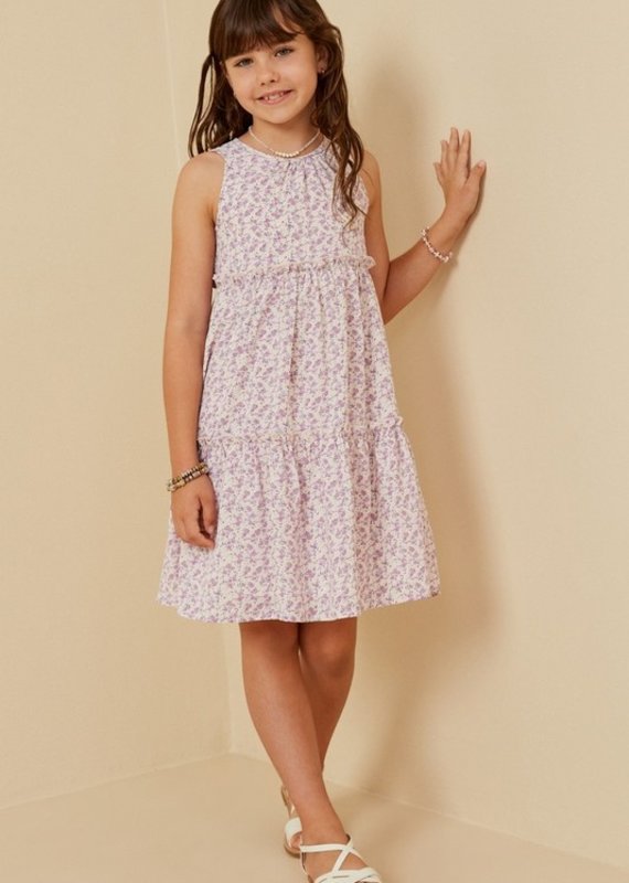 509 Broadway Girls Ditsy Floral Ruffle Neck Tiered Tank Dress