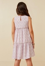 509 Broadway Girls Ditsy Floral Ruffle Neck Tiered Tank Dress