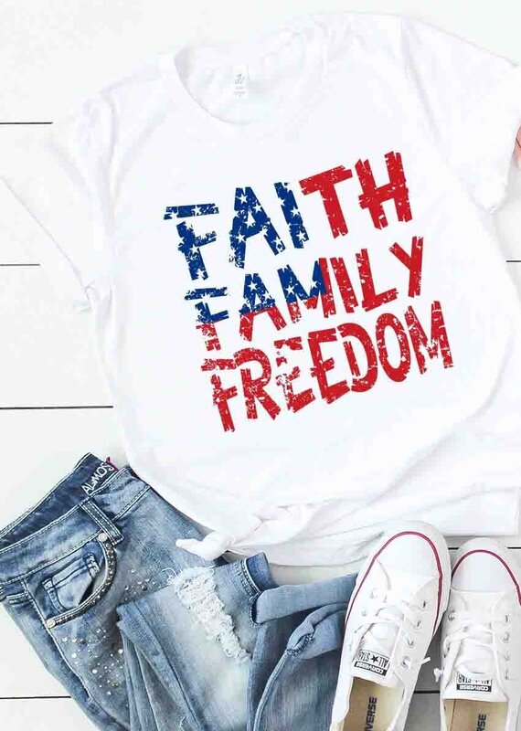 509 Broadway Flag Faith Family Freedom Graphic Tee