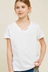 509 Broadway Girls V-Neck Criss-Cross Tee