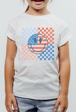 509 Broadway Checker American Smiley Face Girls Tee