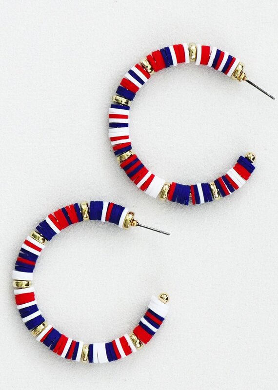 509 Broadway Patriotic Multicolored Bead Earrings