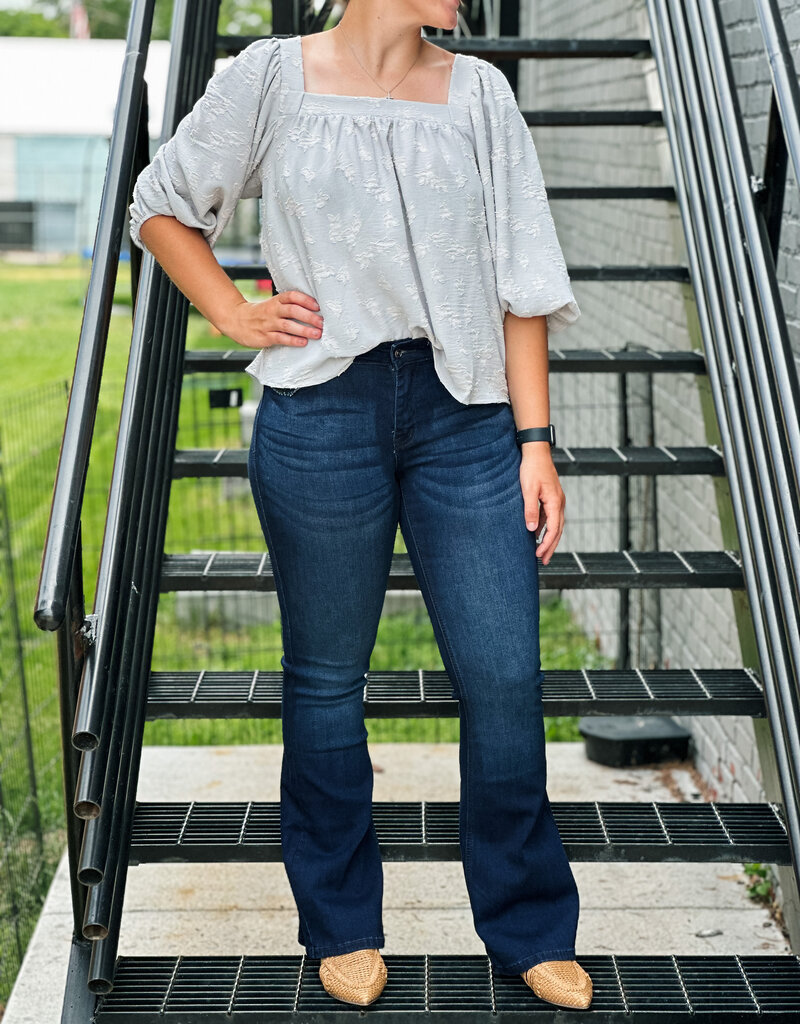 509 Broadway Square Neck Balloon Floral Top