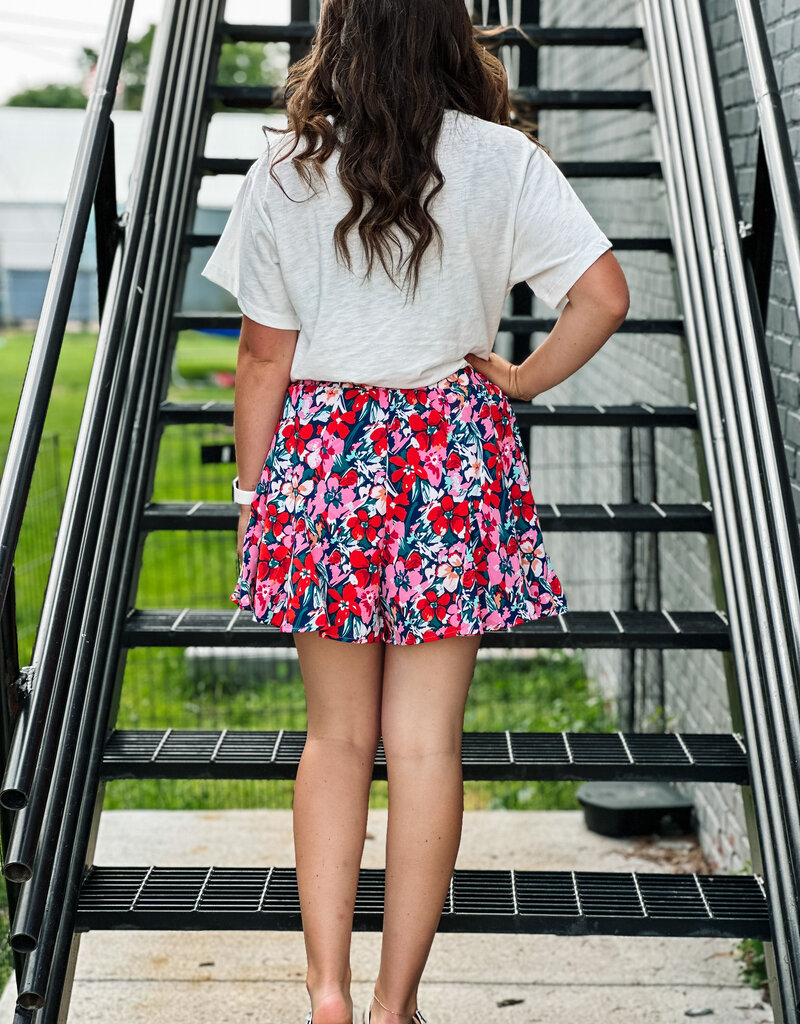 509 Broadway Floral Print Lined Skirt