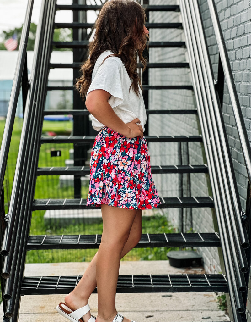 509 Broadway Floral Print Lined Skirt