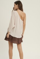 509 Broadway Satin One Shoulder Top