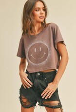 509 Broadway Happy Face Cropped Graphic Tee