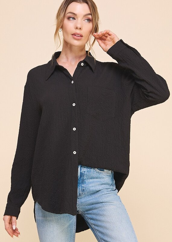 509 Broadway Easy Long Sleeve Button Front Shirt