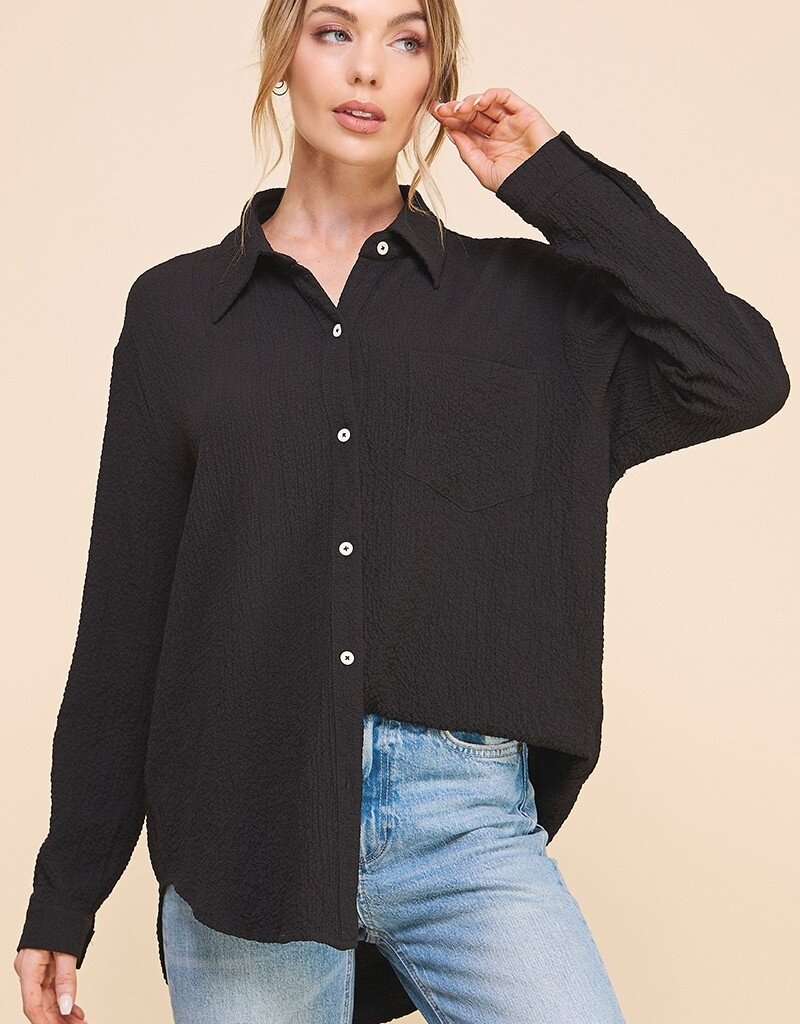 509 Broadway Easy Long Sleeve Button Front Shirt