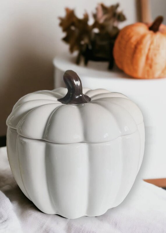 509 Broadway White Ceramic Pumpkin Candle