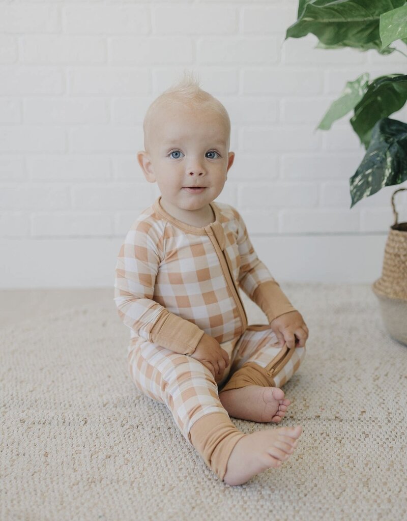 509 Broadway Pumpkin Plaid Bamboo Zippy Romper