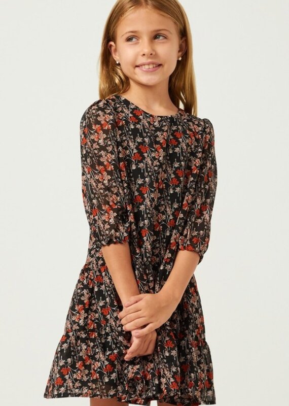 509 Broadway Girls Drop Waist Long Sleeve Floral Dress