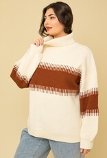 509 Broadway Plus Color Block Ethnic Turtle Neck