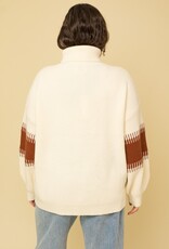 509 Broadway Plus Color Block Ethnic Turtle Neck