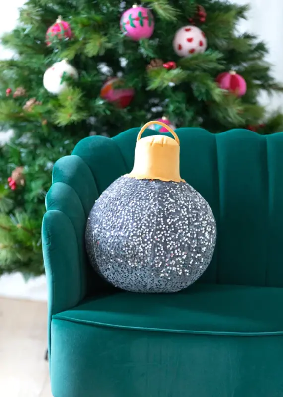 509 Broadway Large Merry Bauble Sequin Pillow