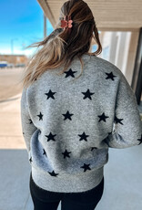 509 Broadway Beaded Detail Star Print Sweater