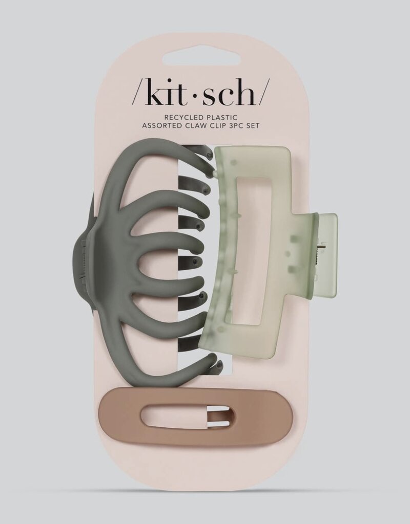 509 Broadway Recycled Assorted 3 Piece Claw Clip Set