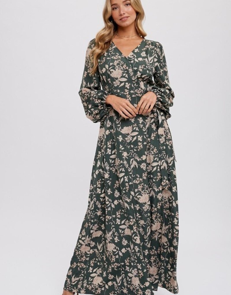 509 Broadway Floral Print Wrap Maxi Dress