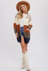 509 Broadway Color Block Open Front Sweater Cardigan