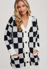 Bluivy Checkered Sweater Cardigan