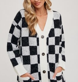 Bluivy Checkered Sweater Cardigan