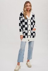 Bluivy Checkered Sweater Cardigan