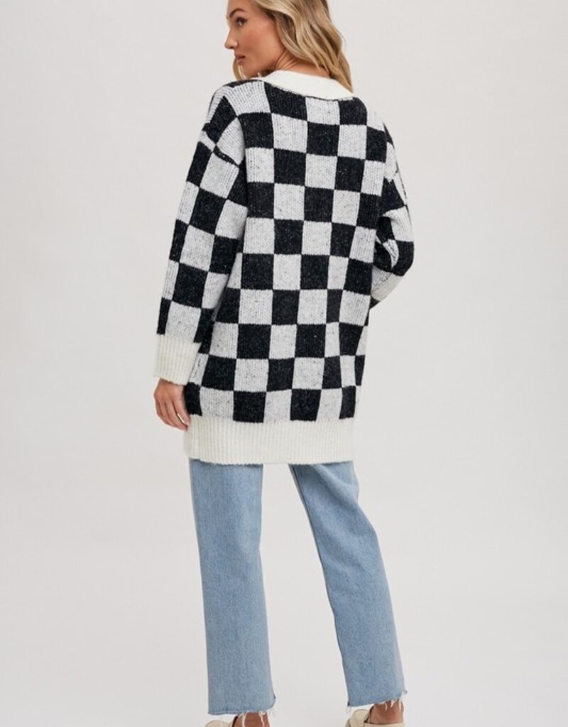 Bluivy Checkered Sweater Cardigan