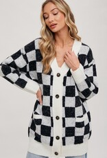 Bluivy Checkered Sweater Cardigan