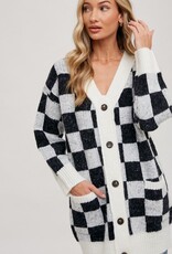 Bluivy Checkered Sweater Cardigan