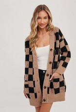 Bluivy Checkered Sweater Cardigan