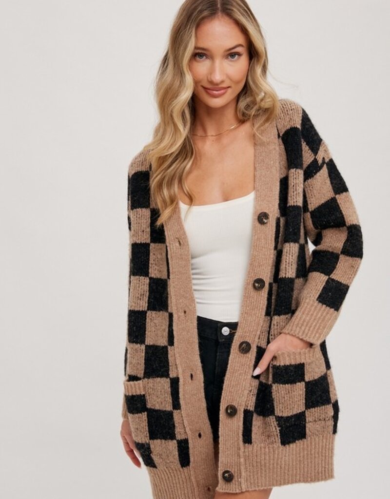 Bluivy Checkered Sweater Cardigan