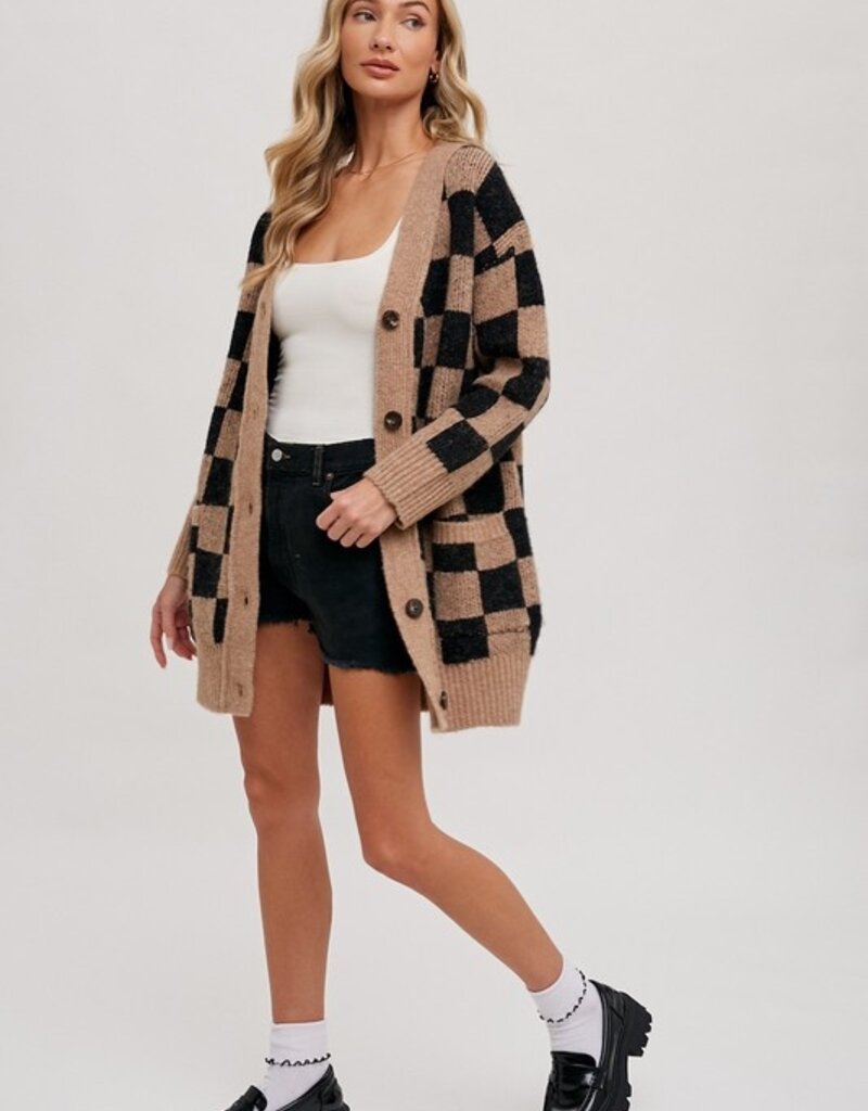 Bluivy Checkered Sweater Cardigan
