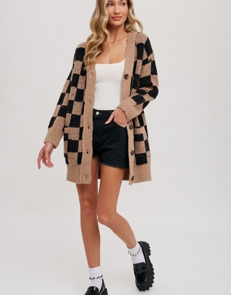 Bluivy Checkered Sweater Cardigan