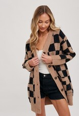 Bluivy Checkered Sweater Cardigan